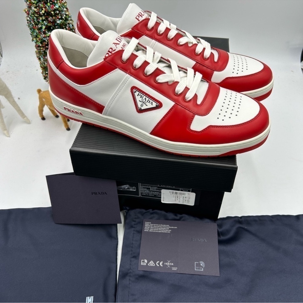 Men’s Prada downtown logo low top sneakers size 12.5 made in Italy - Picture 10 of 12